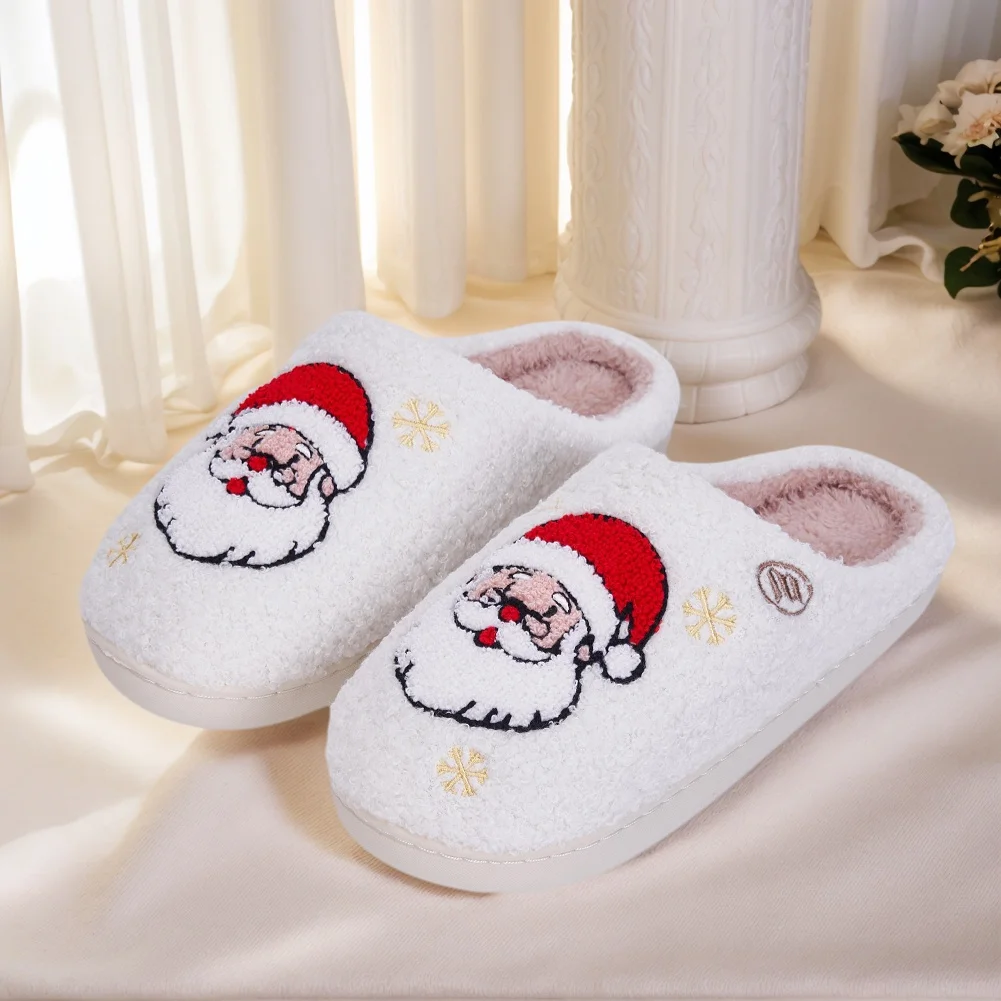 Christmas Santa Claus Warm Slip-on House Shoes Comfortable Thermal Couple Slippers Non-Slip Fluffy Home Slippers for Men Women - Image 3