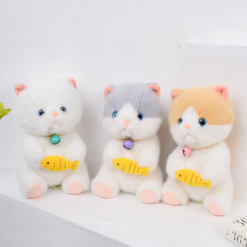 

22cm Cartoon Cute Cat Plush Toys Creative Kawaii Hold Fish Cat Stuffed Animal Plush Doll Kids Bedroom Ornament Girls Gift