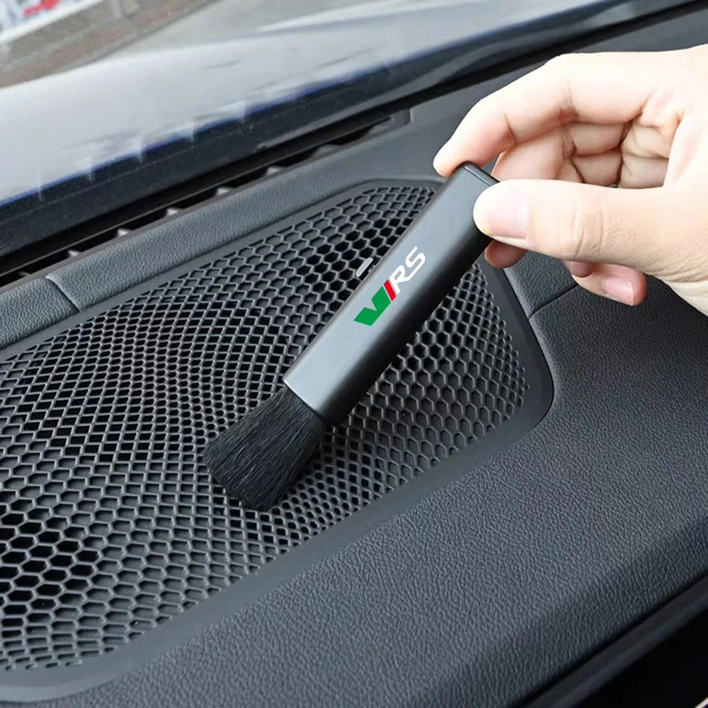 for VRS Logo for Skoda Octavia 3 2 Kodiaq Superb Fabia Car Retractable Conditioner Cleaning Brush Cleaning Soft Brush Dust Tool