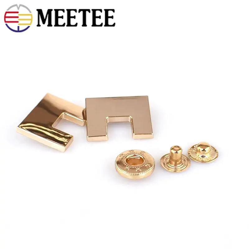 Meetee 10/20Pcs Golden Snap Button Fasteners Press Stud Decorative Metal Buckle Coat Clasp Down Clothes DIY Hardware Accessories