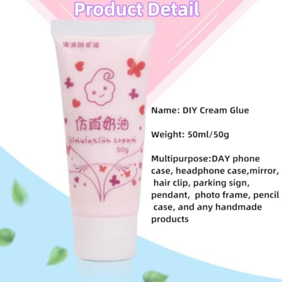 Cream Glue for DIY Crafts, 4pcs 50ml Each Decoden Cream DIY Phone Case Kit with 4pcs Piping Tips, Perfect for Handmade Crafts a