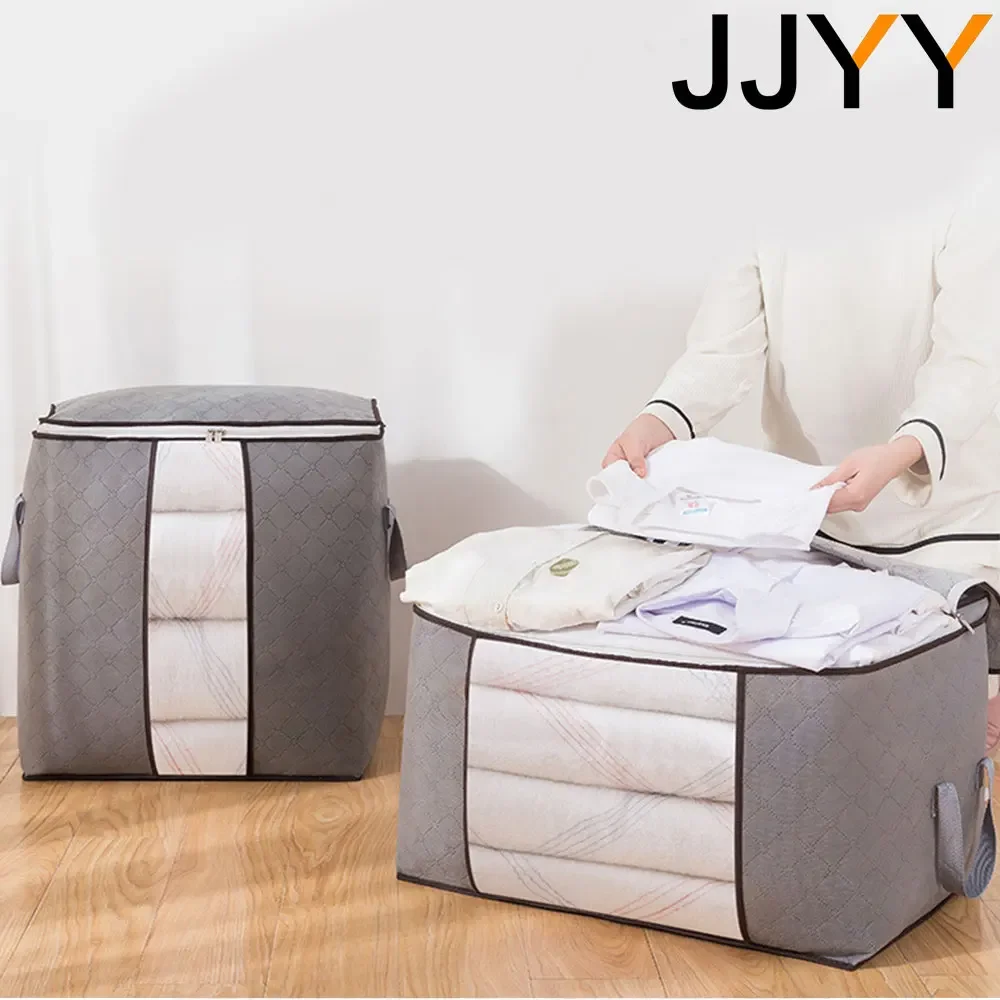 

JJYY Foldable Clothes Quilt Storage Bag Waterproof Oxford Cloth Clothes Transparent Window Clothes Wardrobe Storage Bag