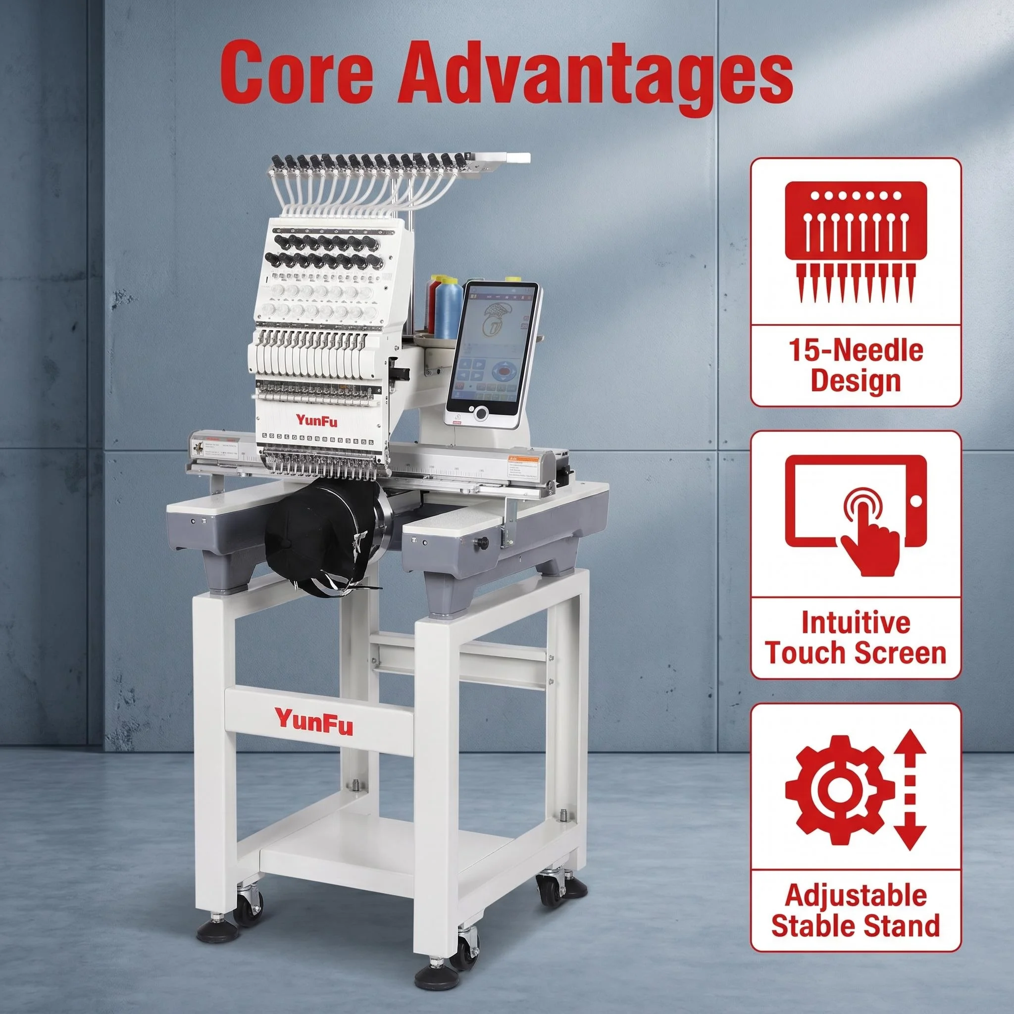 Flat Computerized Embroidery Machine 1200 RPM Home Use New