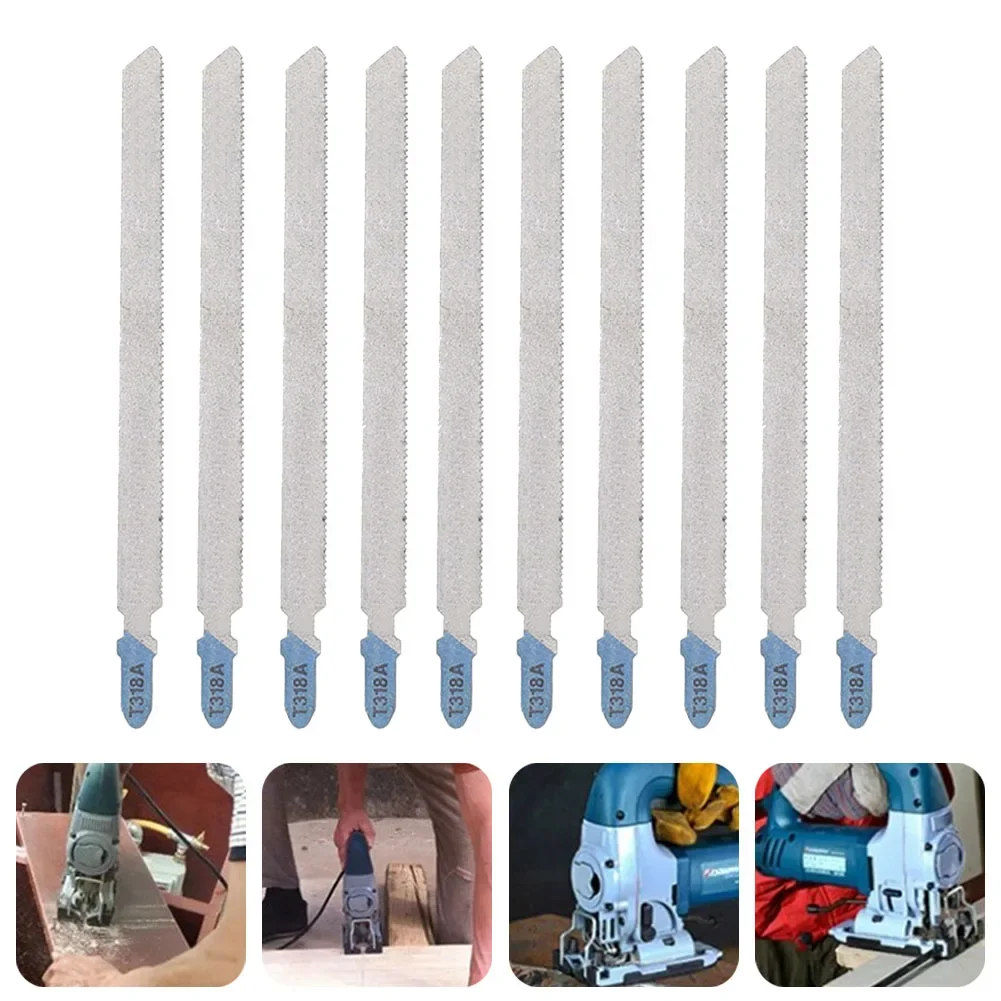 10PCS T318A HSS Jigsaw Blades Reciprocating Saw Blades T-Shank Jigsaw Blade For Wood PVC Thin Metal Fibreboard Cutting 132mm