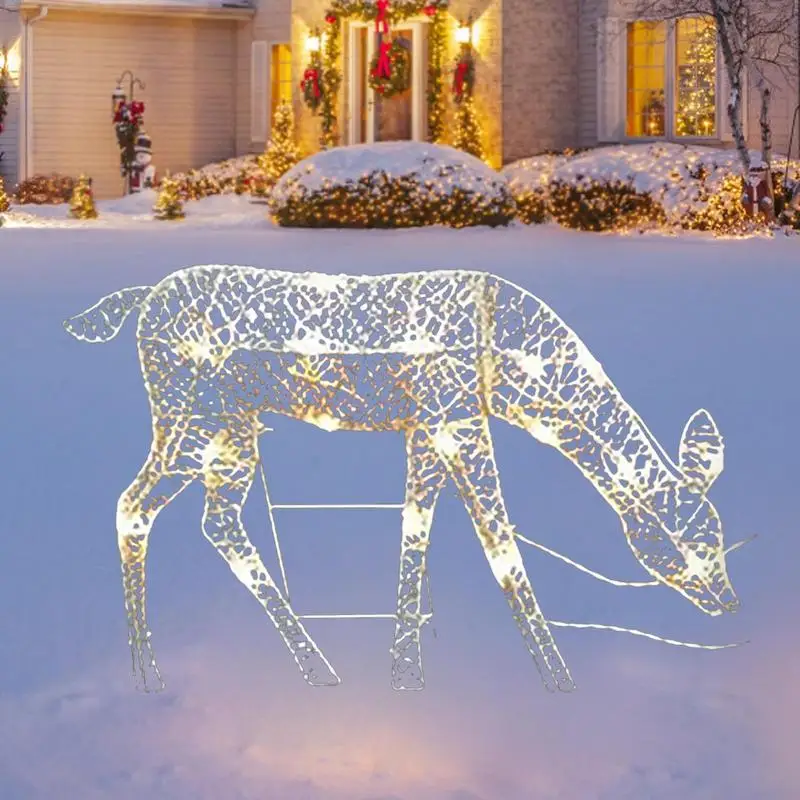 Outdoor Christmas Reindeer With Lights Water Resistant LED Light Up Decoration For Garden Holiday Lovely Lighted Garden Deer