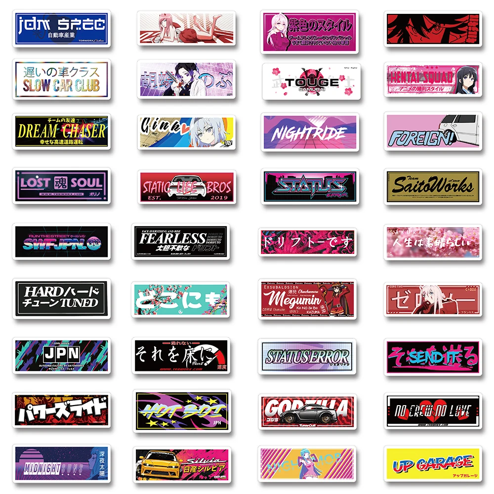 10/66PCS Japan JDM Racing Car Stickers Graffiti Laptop Motorcycle Skateboard Car Bike Decal Anime Poster Stickers Waterproof