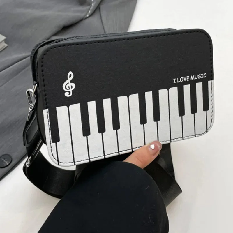 Funny Backpacks Piano Note Contrasting Colors Fashionable Girl Sweet Personal Diagonal Cross Shoulder Bag Small Square Bag New
