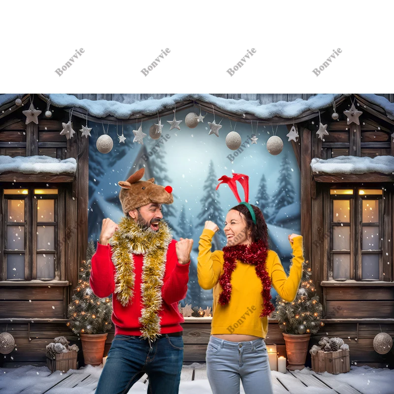 Bonvvie Christmas Photography Background Xams Tree Fireplace Family Happy Party Decor Backdrop Portrait Photocall Studio Props