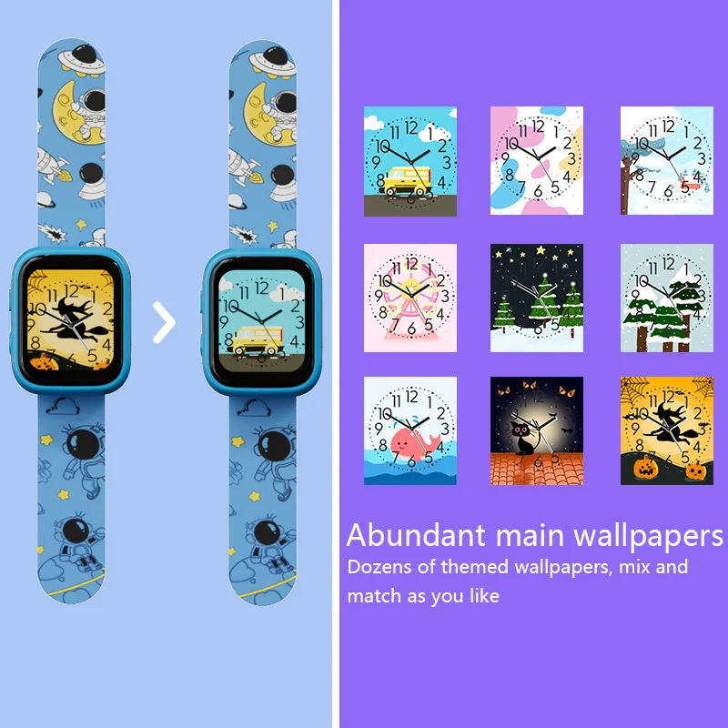Mini children's toy watch, games & photos & videos, detachable | dual lenses | cartoon wallpaper | backpack charm
