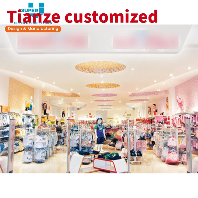 (Customized) kids clothing fixture retail wooden child shop display furniture clothing display shop decoration kids wea