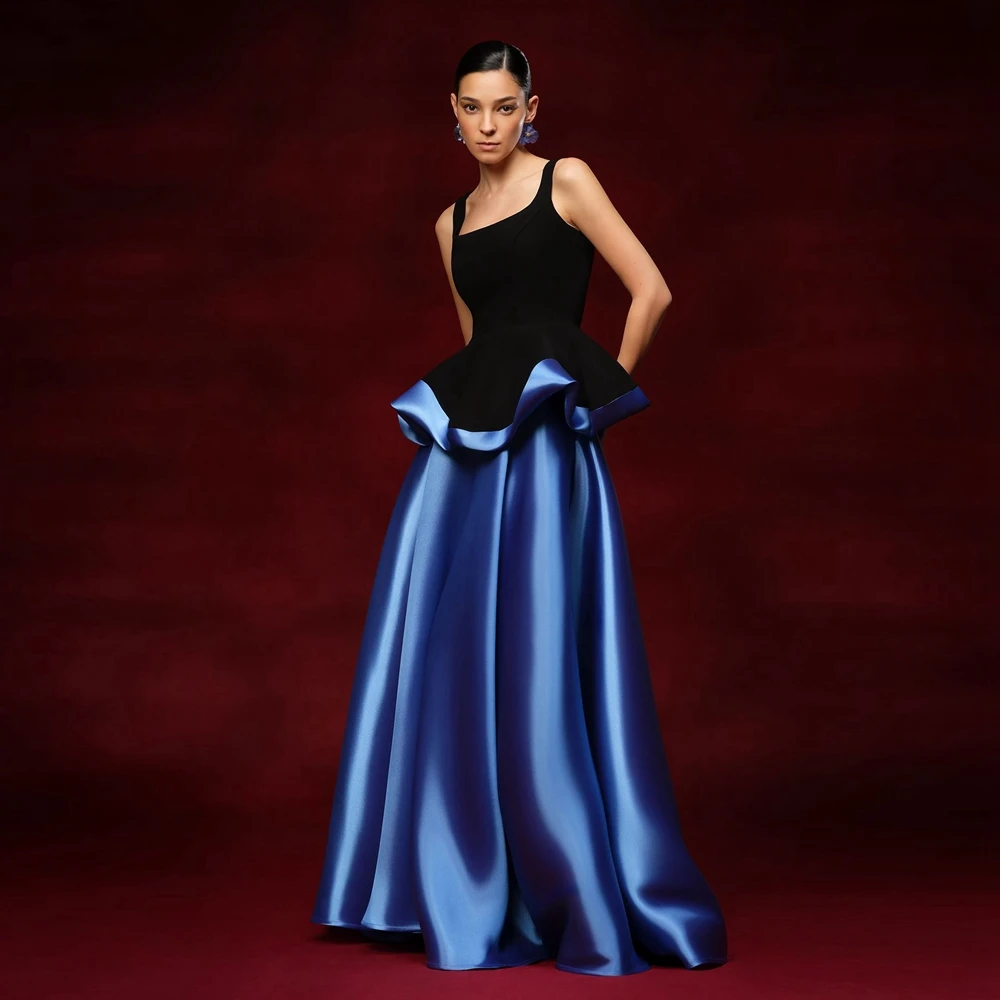 Elegant Satin Ruffles Evening Prom Gowns Fashion Taffeta A Line Celebrity Party Dress Puffy Tiered Formal Wedding Dresses