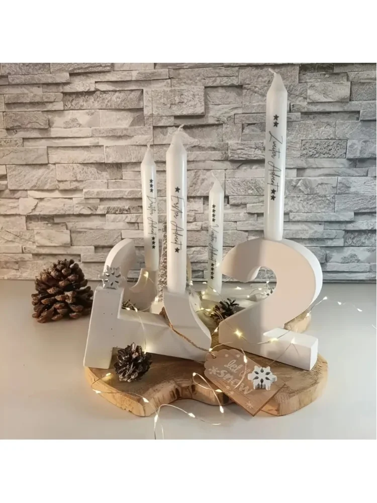 4er-Set Harz-Silikon-Adventszahlen-Kerzenhalterformen – Zahlenformen 1-4 für Harz-, Gips- und Zementkunst – Wiederverwendbare, nicht-elektrische Kerzenständer-Dekorationen, Formen für Heim-Desktop-
