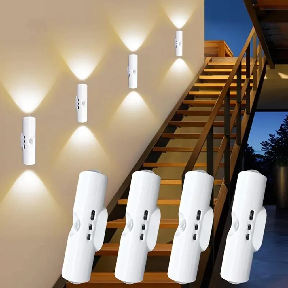 ضوء ليلي LED قابل لإعادة الشحن عبر USB مع مستشعر حركة مناسب للمدخل والطاولات بجانب السرير والمكاتب وخزائن الملابس