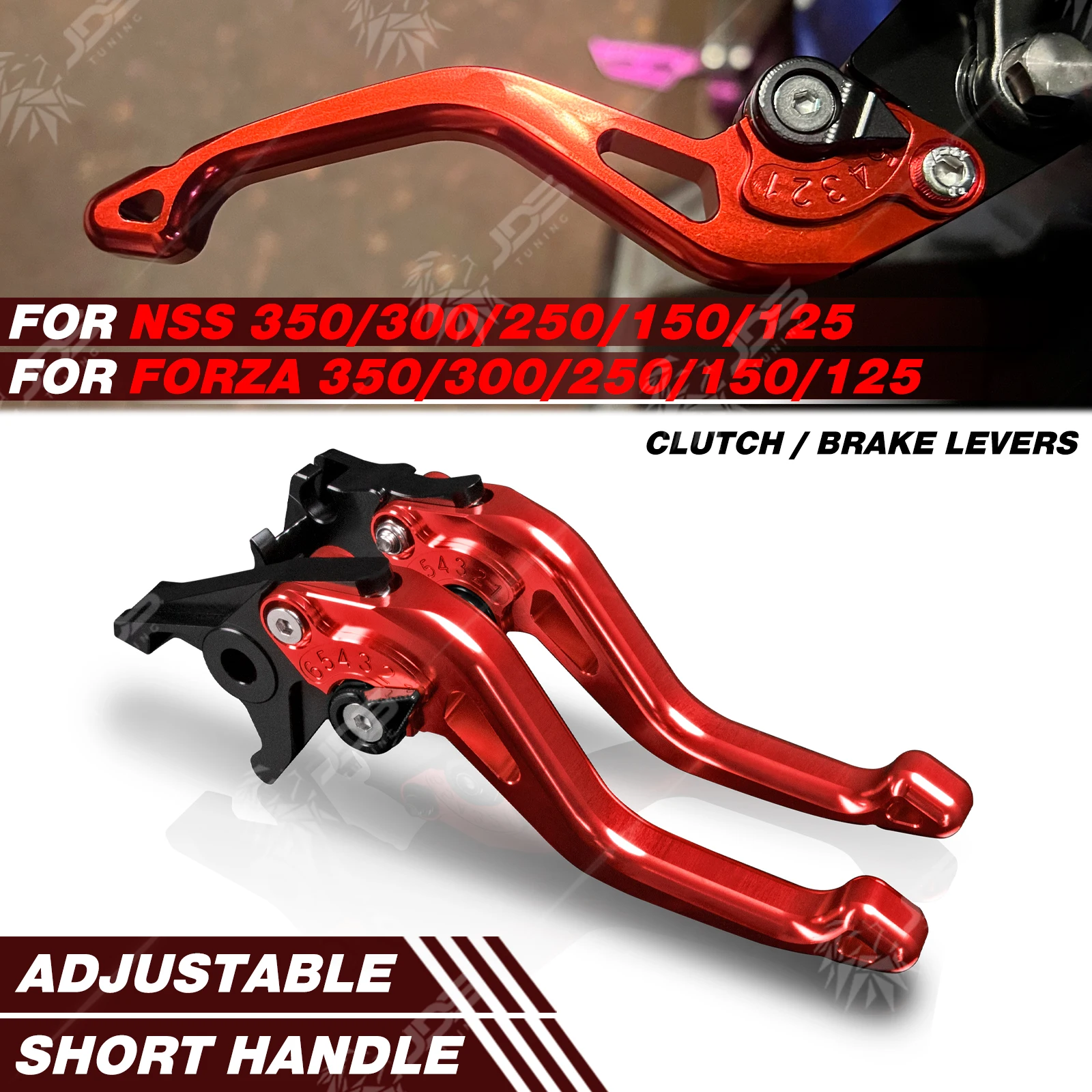 For Honda NSS/FORZA 350/300/250/150/125 Racing Short Brake Lever Set Adjustable Handle Levers Three-Fingers Accessories Parts