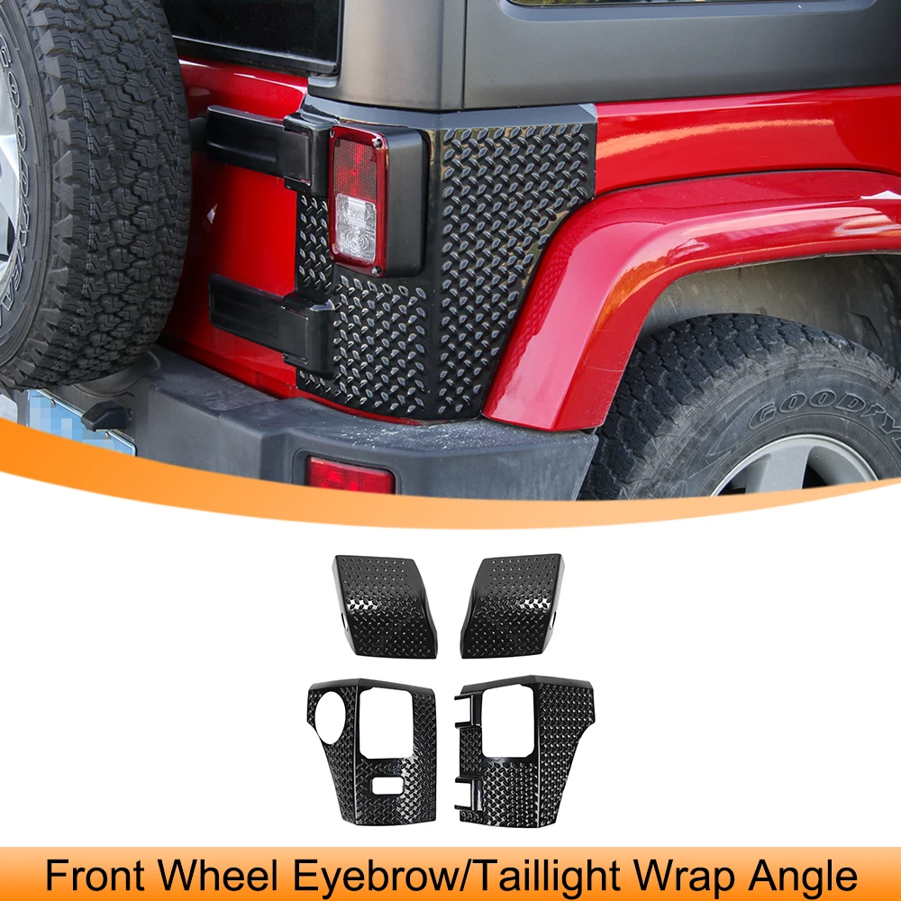 

Car Front Wheel Eyebrow/Taillight Wrap Angle Decoration Cover Trim for Jeep Wrangler JK 2007-2017 Exterior Accessories ABS Black