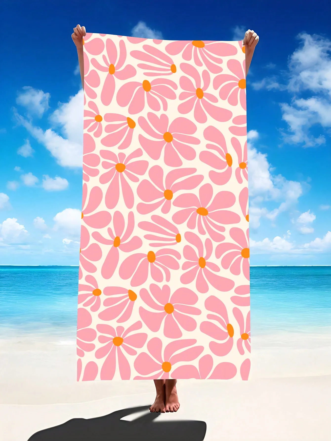 

«Богемное пляжное полотенце — большой цветочный принт, ультрамягкое и быстросохнущее для бассейна, путешествий, йоги (размеры для взрослых и детей)