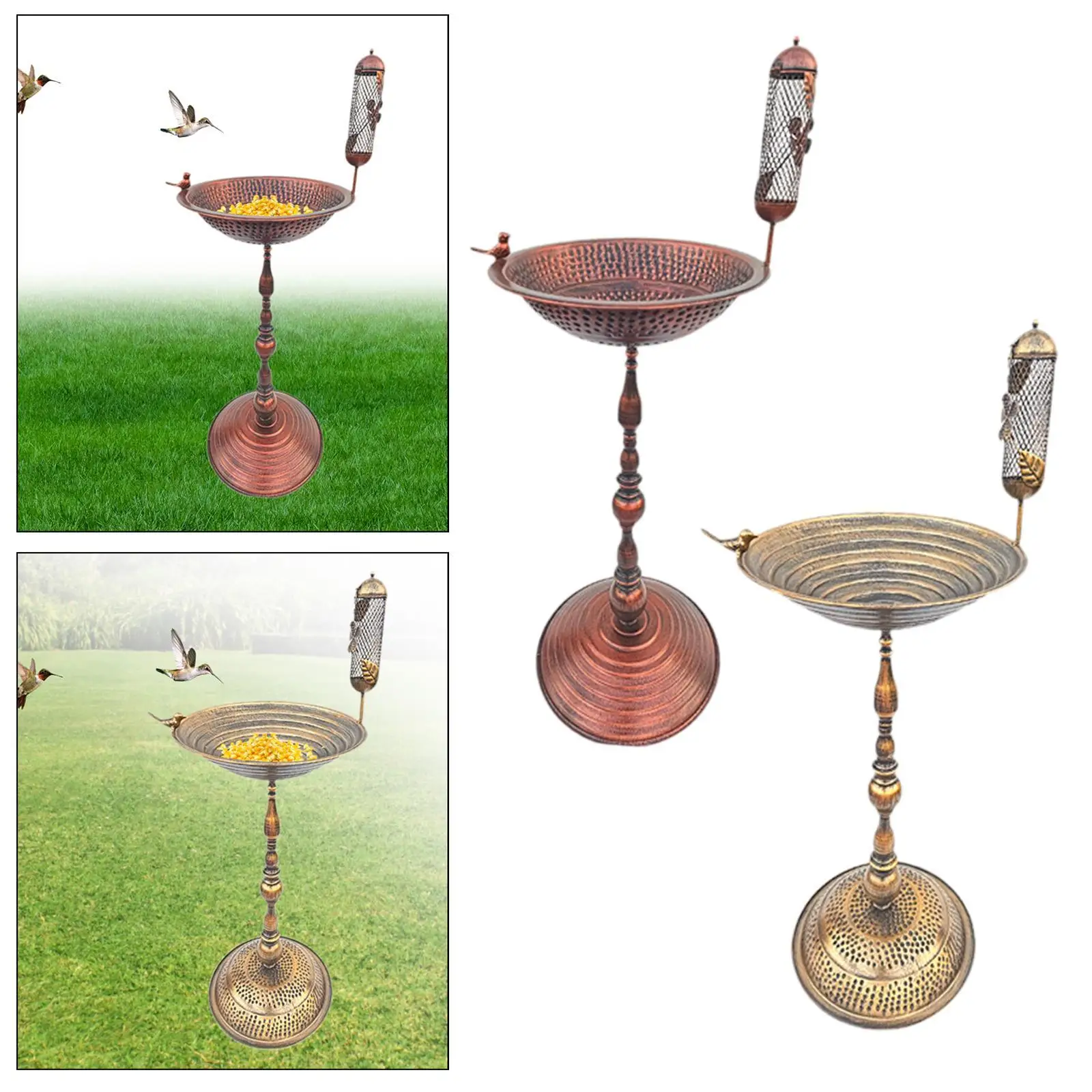 Iron Bird Bath Lawn Yard Crafts Pedestal Birdfeeder Housewarming Gifts