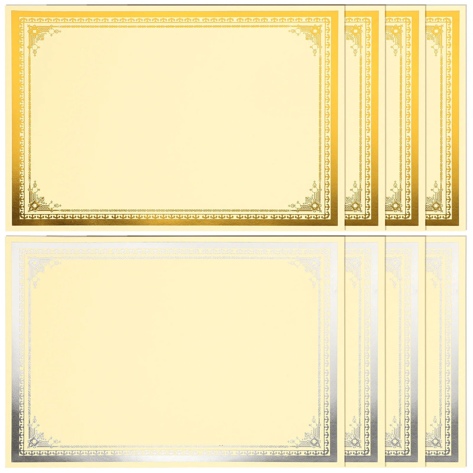 

8pcs 8 Sheets Certificates Gold Silver Foil Blank Student Gift Certificates Blank Parchment Printing Diploma Documents