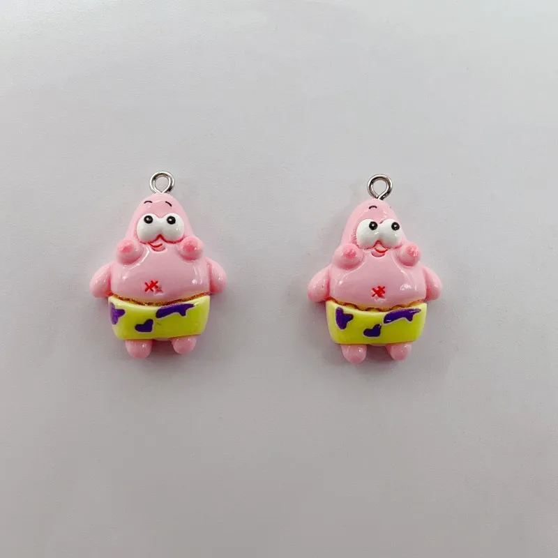 10PCS Resin Cartoon Character SpongeBob SquarePants Glossy Pendant DIY Jewelry Accessories Keychain Pendant Handmade Material