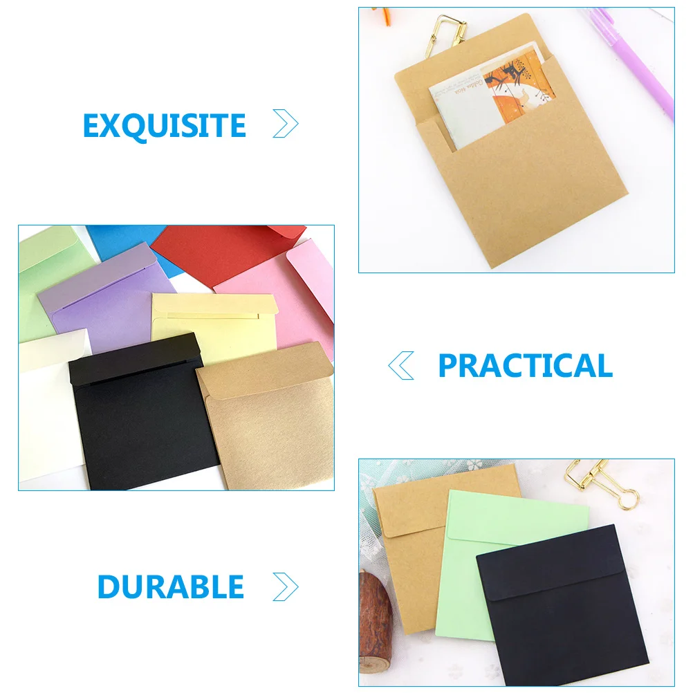 

100 Pcs Small Envelopes Kraft Paper Greeting Invitation Cards Gift Cards Office Cash Coin Keys Blank Envelopes