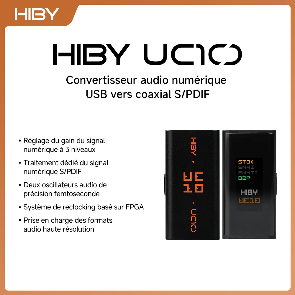 HiBy UC10 USB-C vers Coaxial S/PDIF convertisseur num�rique HiFi pour mettre � niveau de la Source Audio du Smartphone