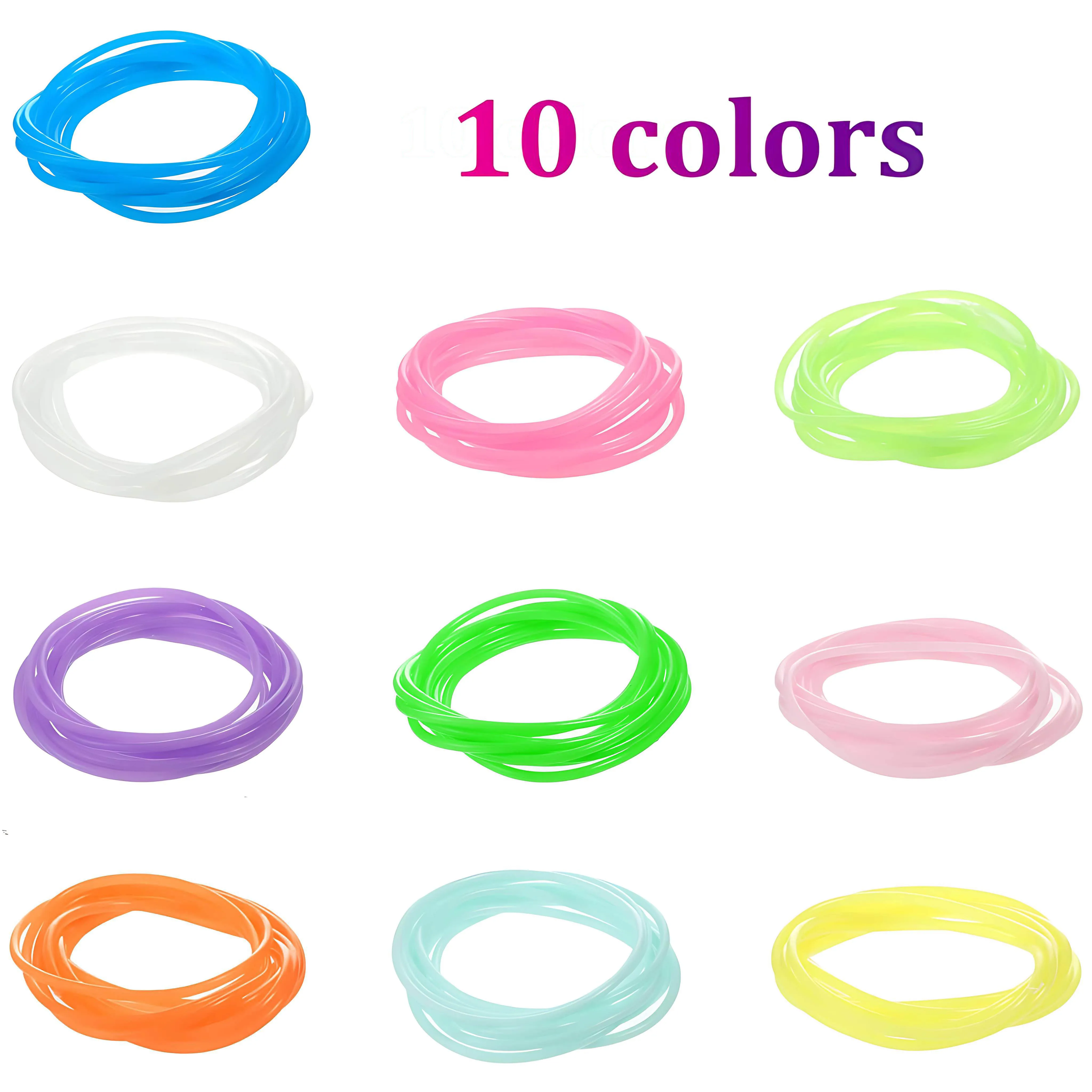 100 Pcs 80s Multicolor Silicone Jelly Rubber Bracelets Hair Ties Women, Mixed Style, Random Color