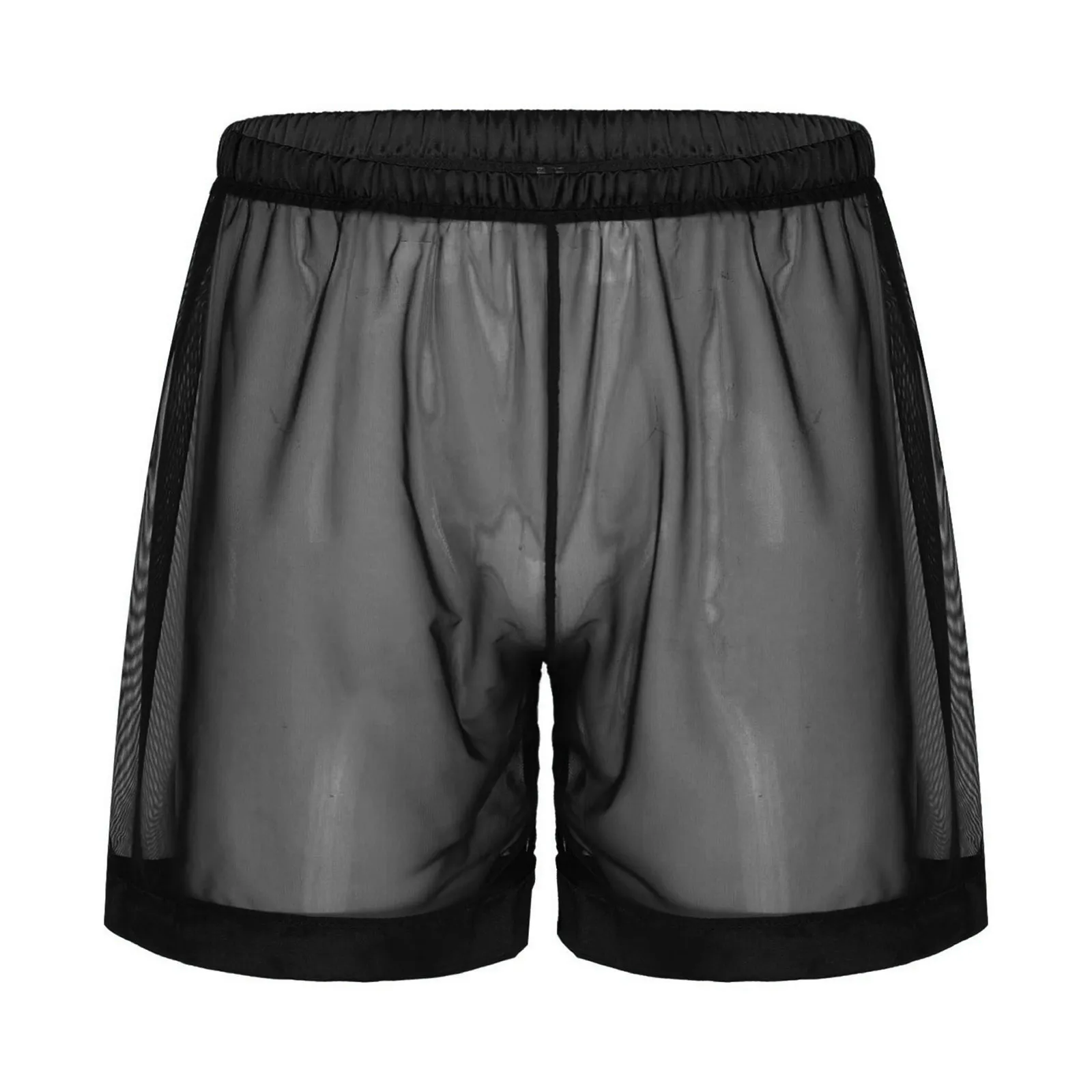 Men Boxers Underwear Mesh Transparent Breathable Underpants Mesh Shorts See Through With Large Split Boxershorts Boxers Homme