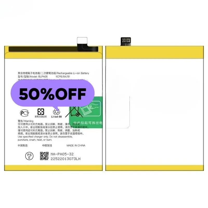 BLPA05 for OPPO Reno 10 4G/Reno 10 Pro/A2 Pro Phone Battery High Quality High Capacity Replacement Bateria Grade A Cell with Too