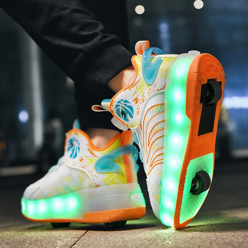 

Two-Wheel Shoes Double-Wheel Children's Student Roller Skates Boys' Walking Skateable Wheel Sports Shoes