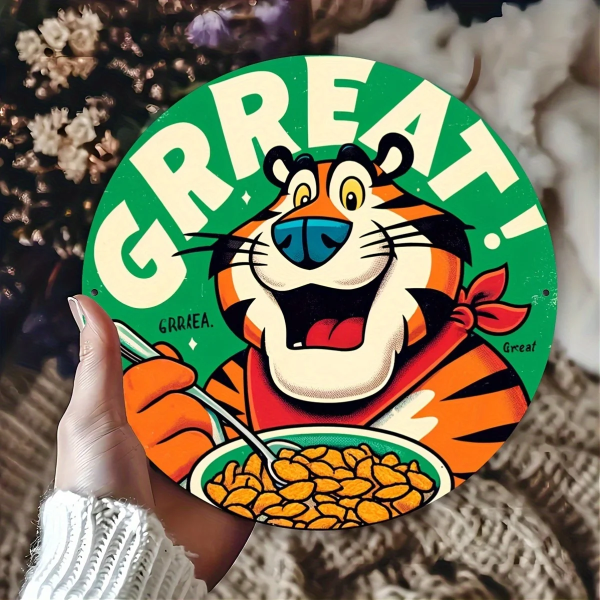 Vintage Tiger Cereal Character Aluminum Wall Art Sign - Fun Retro Decor for Home Kitchen, Dining Room, Bars, Cafes & Garages #3