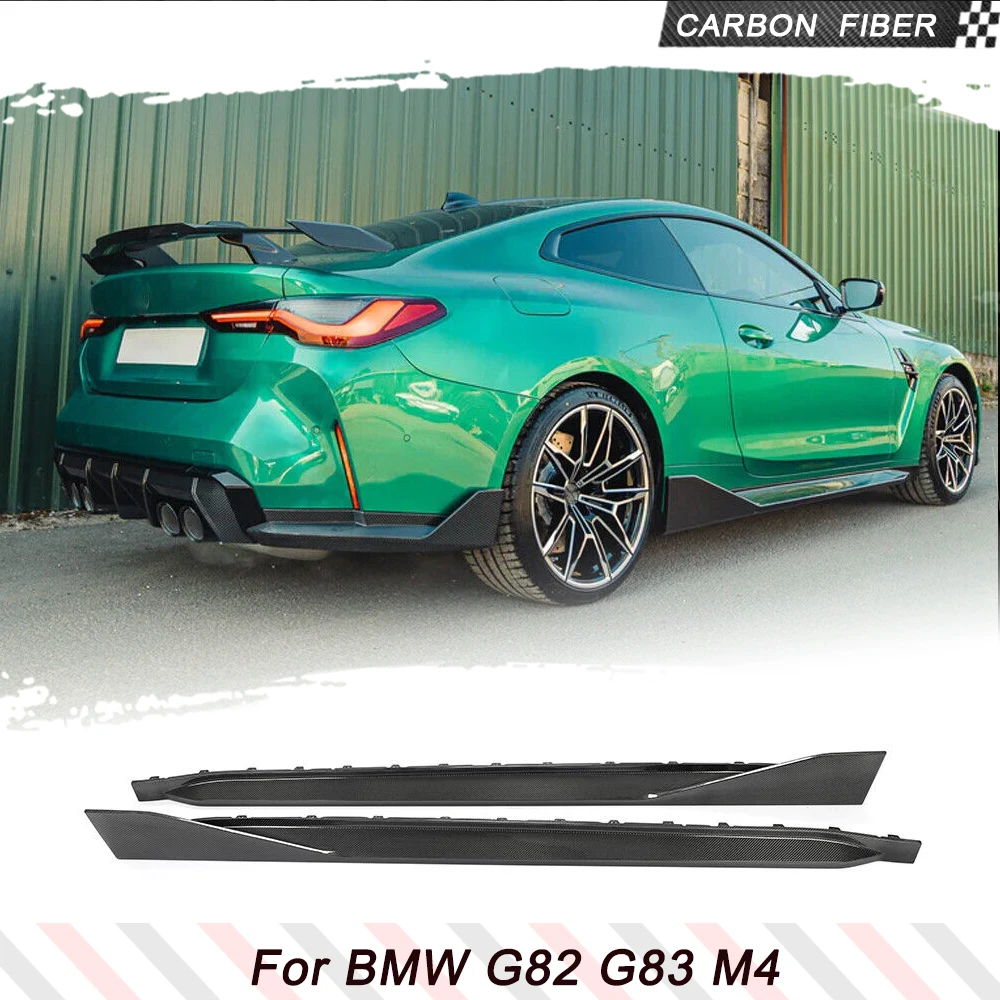 Car Side Skirts Apron Spoiler For BMW 4 Series G82 G83 M4 2021 2022 Real Carbon Fiber Car Side Door Bumper Skirts Extension Lip