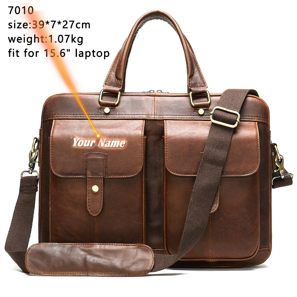 Heren Tas Echt Lederen Heren Aktetas Handtassen Voor 15.6 "Laptop A4 Mannelijke Schouder Messenger Bag Business Crossbody Tas