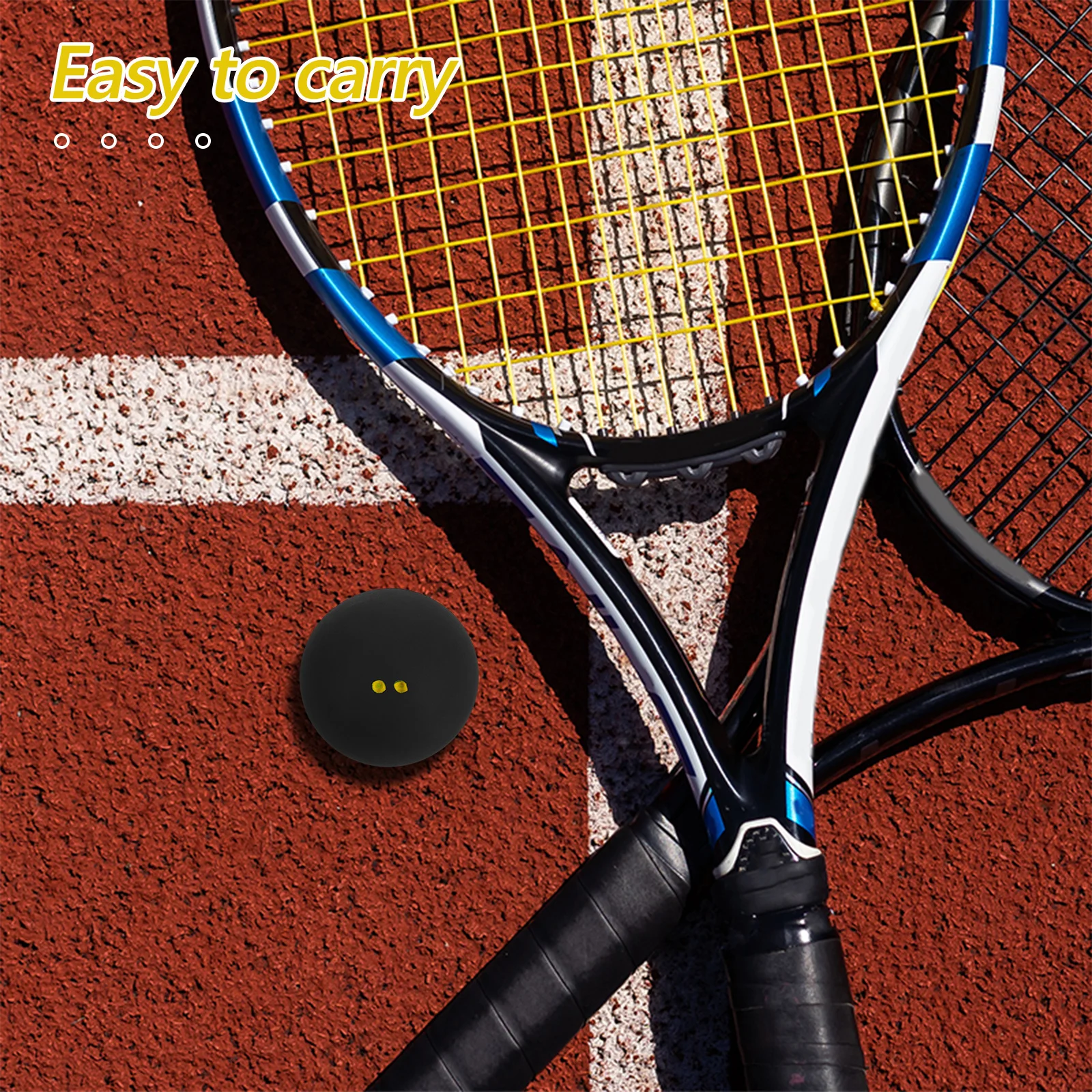 

Professional Training Bounce Ball Rubber Adjustable Elasticity For Indoor Outdoor Sports Double Yellow Dots Small Racket