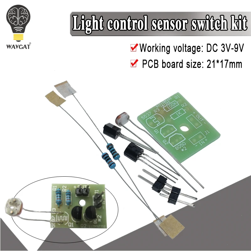 DIY Kit Light Control Sensor Switch Suite Photosensitive Induction Switch Kits DIY Electronic Trainning Integrated Circuit Suite