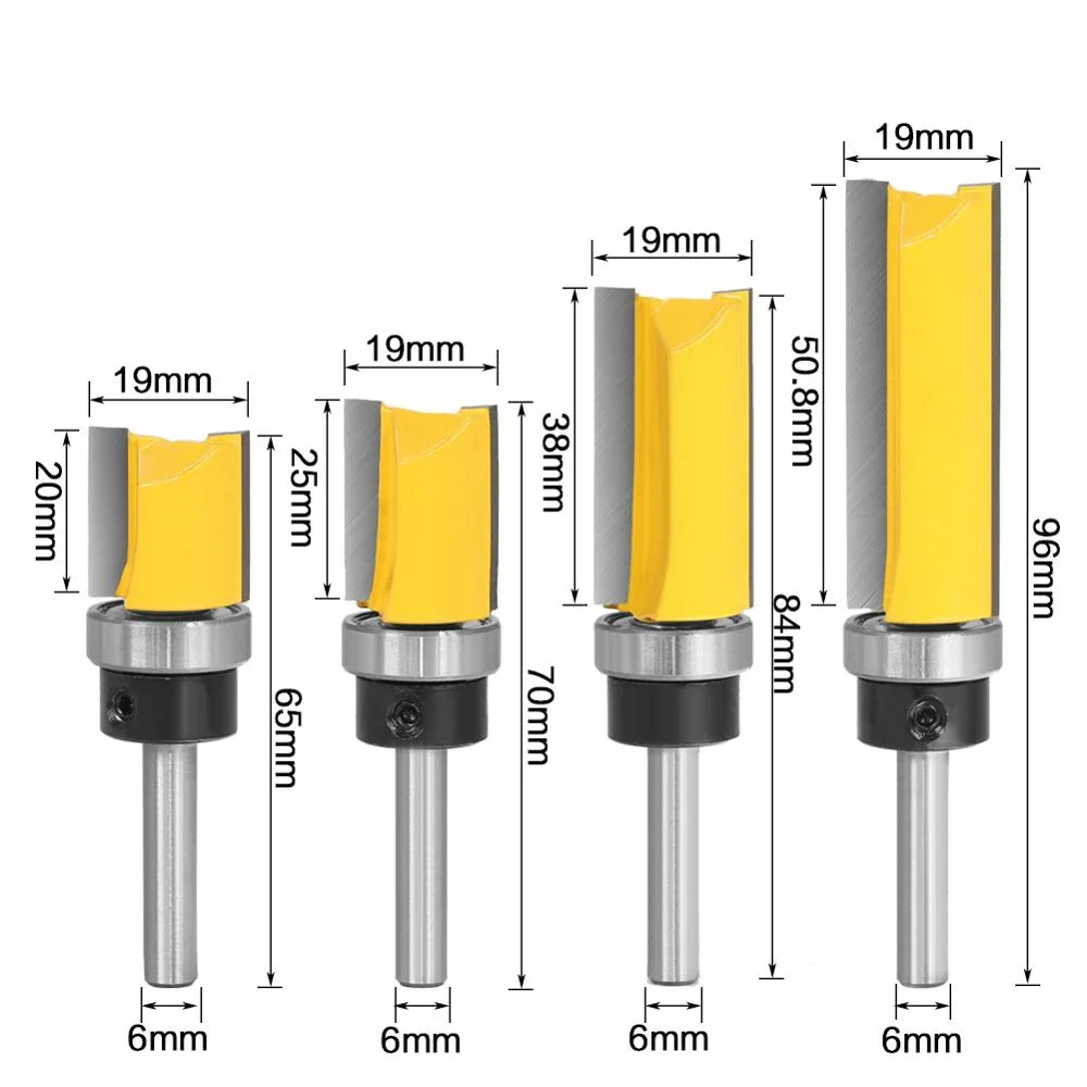 Imagem -02 - Shank Fresa para Escultura em Madeira Flush Trim Router Bit Padrão Bit Rolamento Superior e Inferior in 635 mm mm in Blade Template 1pc