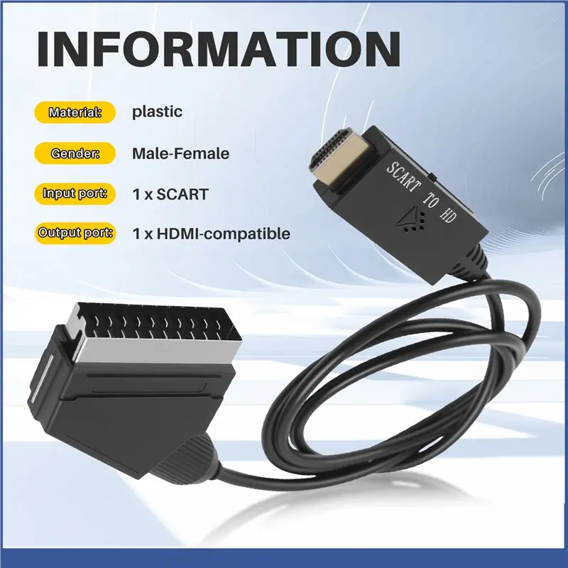 Super Deal -1080P Scart To -Compatible Adapter Scart Male To HD Female Audio Video Converter Adapter For HDTV/DVD/PC 1M
