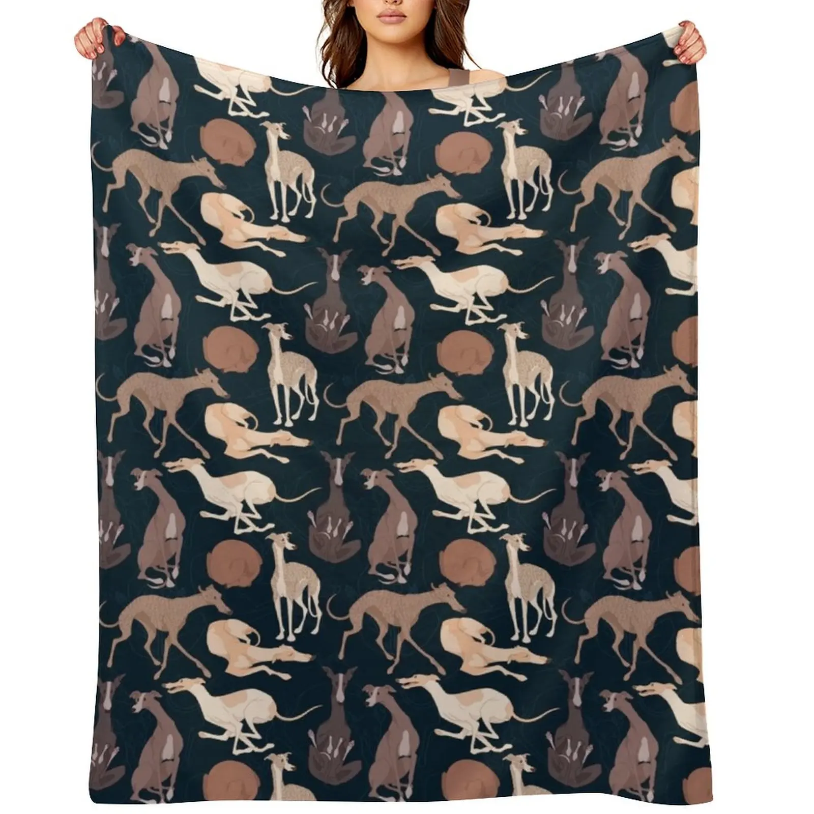 

Whippet Good - Dark Throw Blanket Multi-Purpose Decorative Sofas Quilt Heavy Blankets