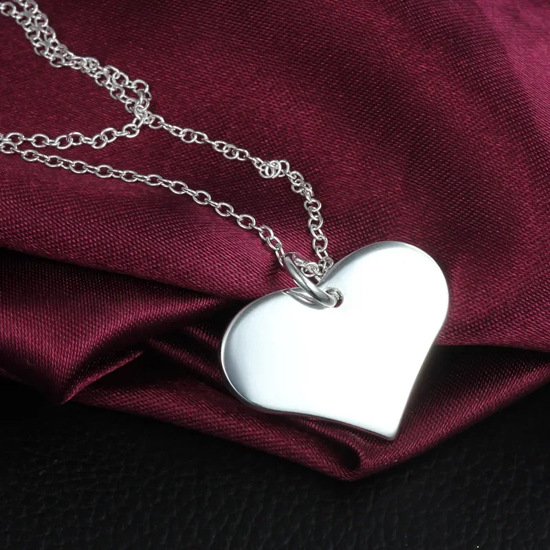 Romantic Love Necklace 925 Sterling Silver Heart-Shaped Pendant Jewelry For Women Christmas Valentine's Day Best Gifts