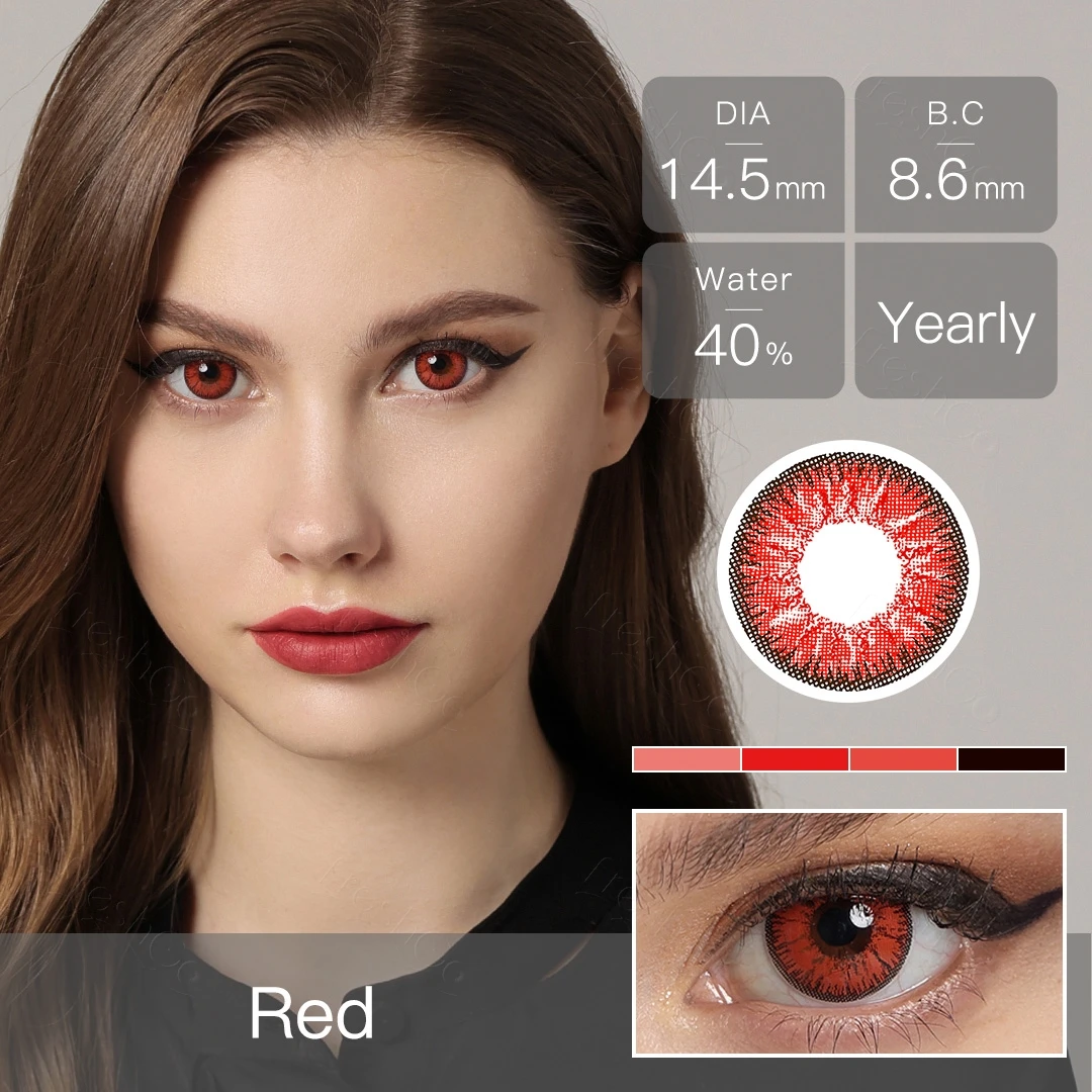 Color Contact Lenses for Eyes 1 Pair Anime Cosplay Colored Lenses Red Color Multicolored Lenses Contact Lens Beauty Pupils Lens