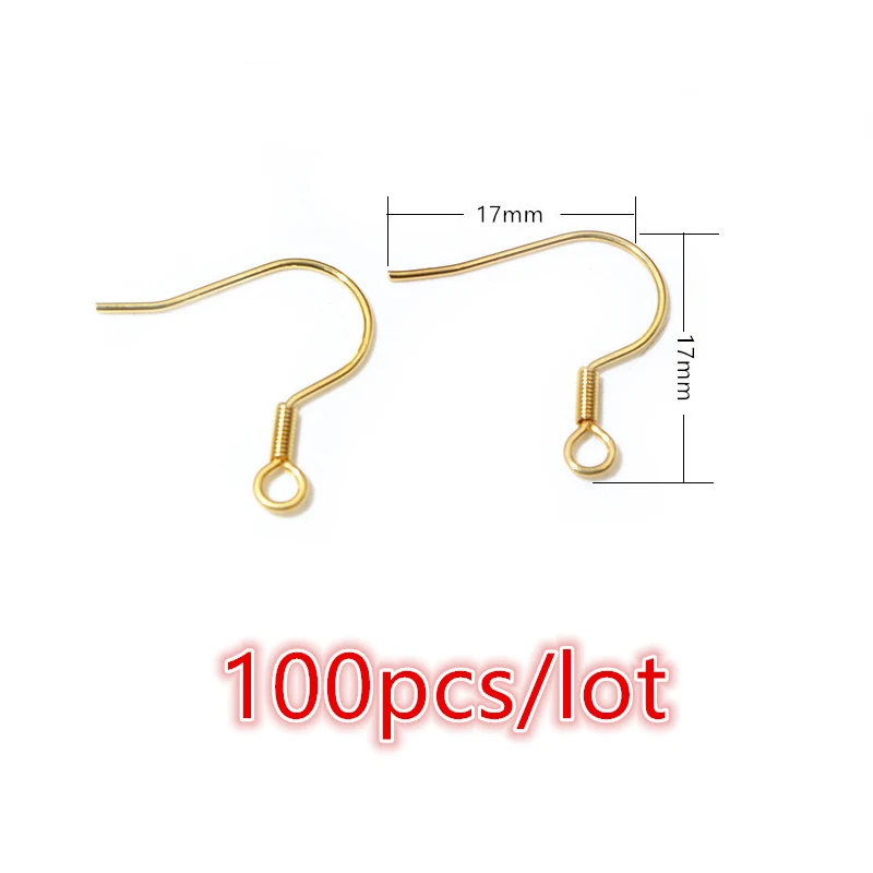 30-100 Stück Edelstahl DIY Ohrringe Haken Verschluss Ergebnisse Handgemachter Schmuck Herstellung Zubehör Ohrdraht Zubehör Stahl Gold