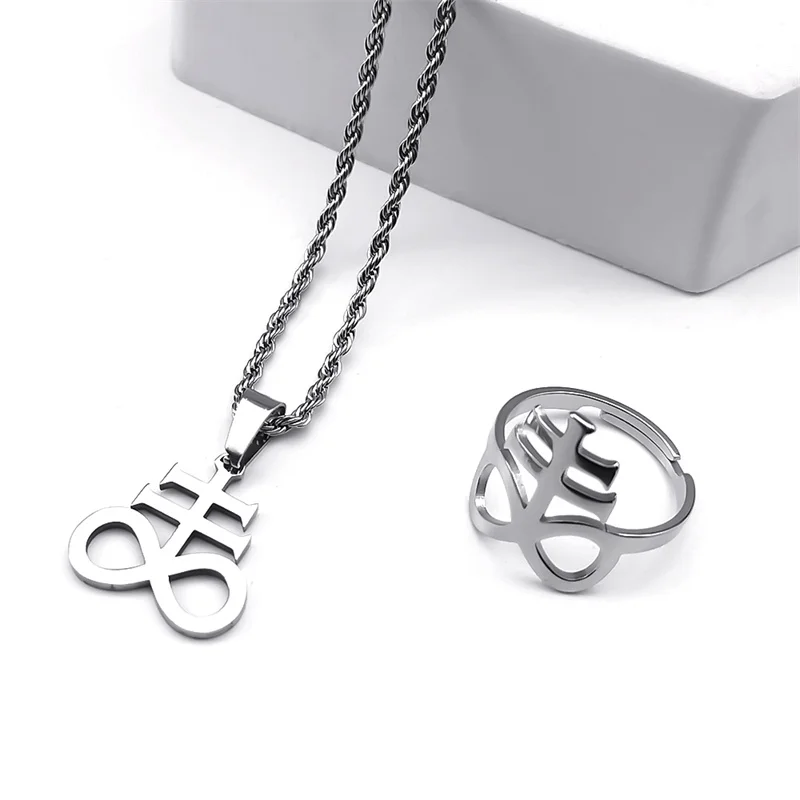 Women's Stainless Steel Satan Cross Jewelry Set