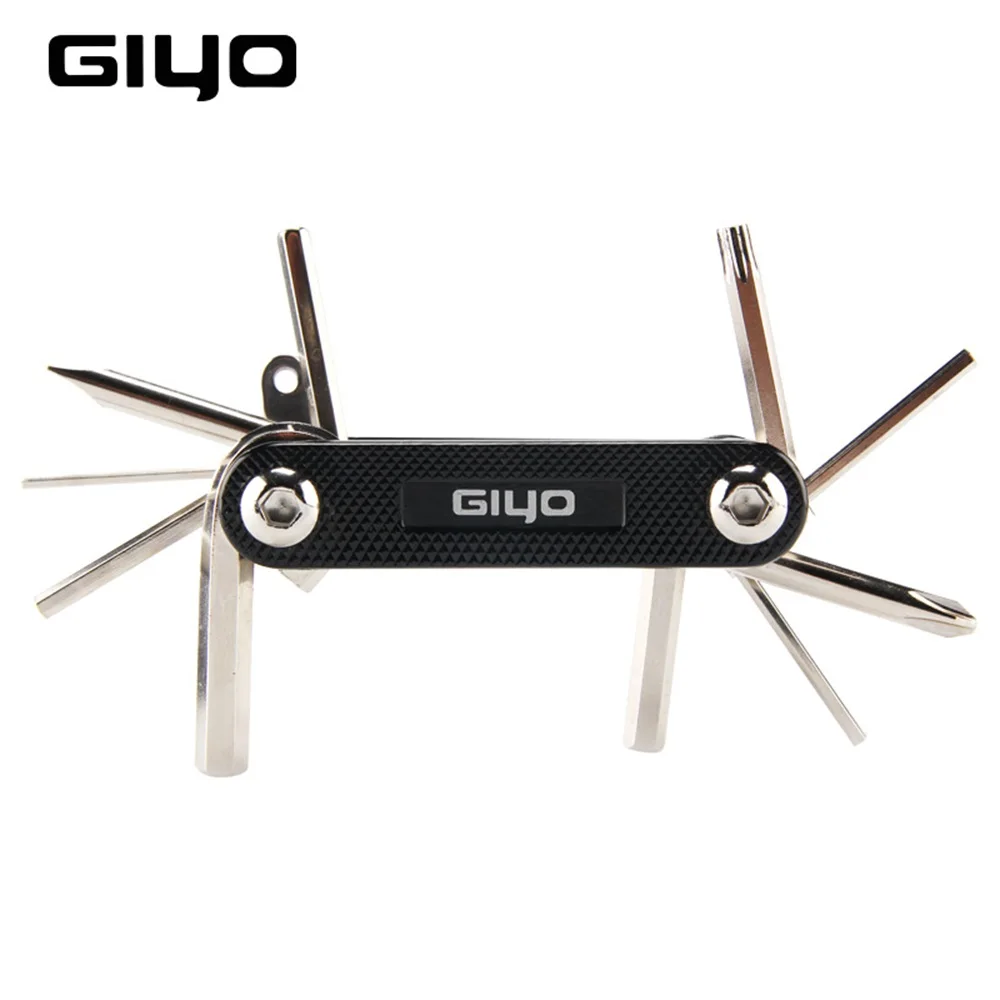 GIYO-Alloy Steel Multi Functions Bike Repair Tools, Cycling Outdoor Riding Wrench,Spanners Combination Tool, PT-07, 11 in 1, New