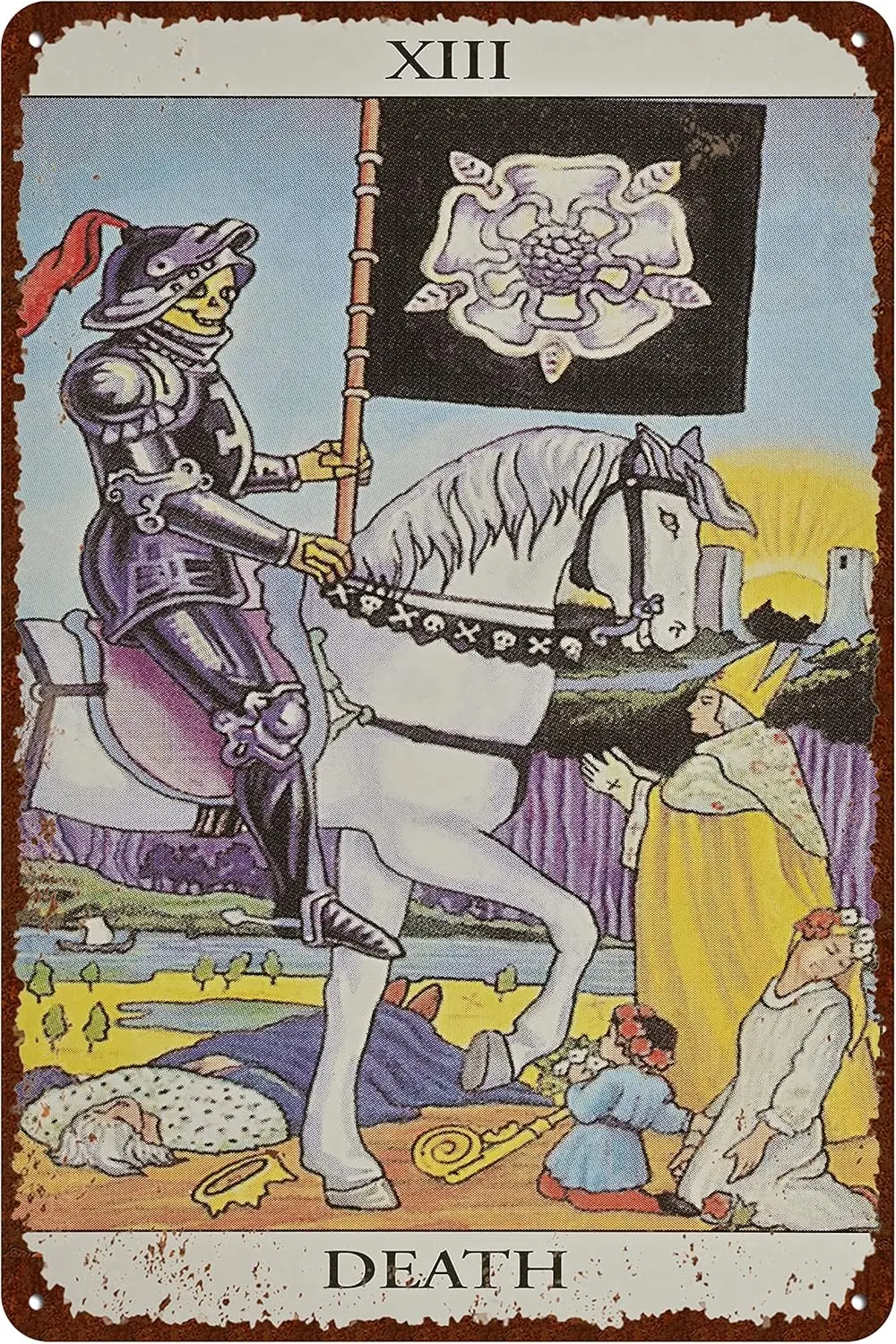 Vintage Tarot Card Tin Signs, Death XIII Metal Signs Major Arcana Tarot Signs Wall Decor 12 x 8 Inch sign