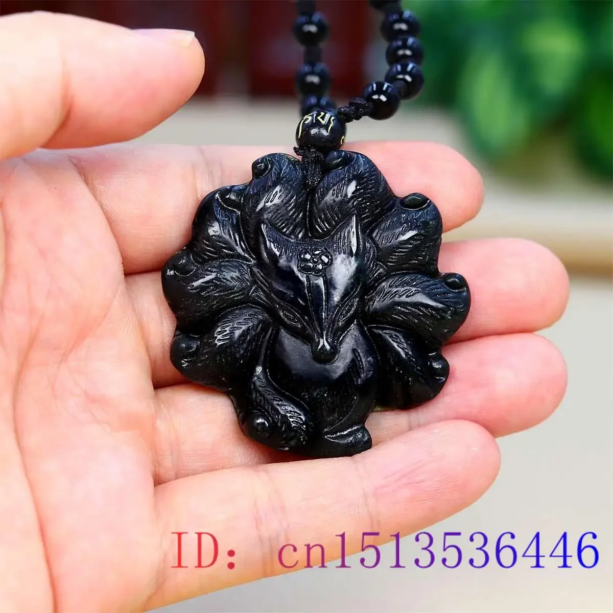 Jade dziewięć ogoniasty Fox wisiorek czarny naszyjnik akcesoria kamień chiński prezenty dla kobiet biżuteria Amulet mężczyźni naturalne w stylu Vintage