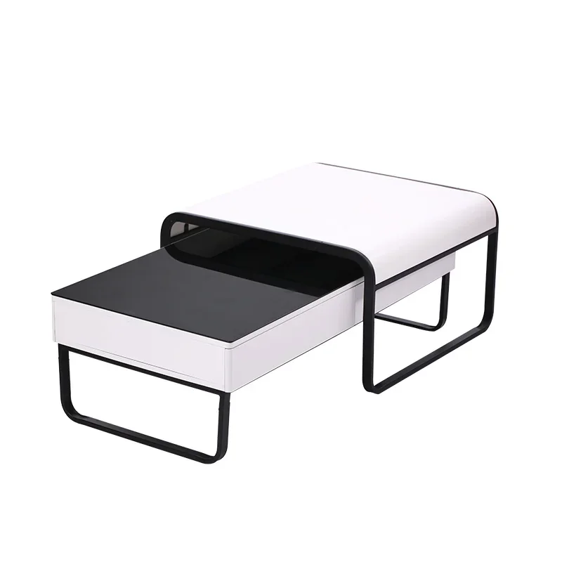 Small Apartment Height Several Black and White Curved Several Combination Living Room Coffee Table Rectangular Table