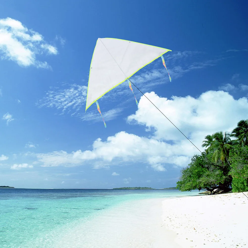 3 set Kids Diy Painting Kite White Blank Waterproof Fabric Outdoor Flying Long Tail Swivel Line Christmas Gift