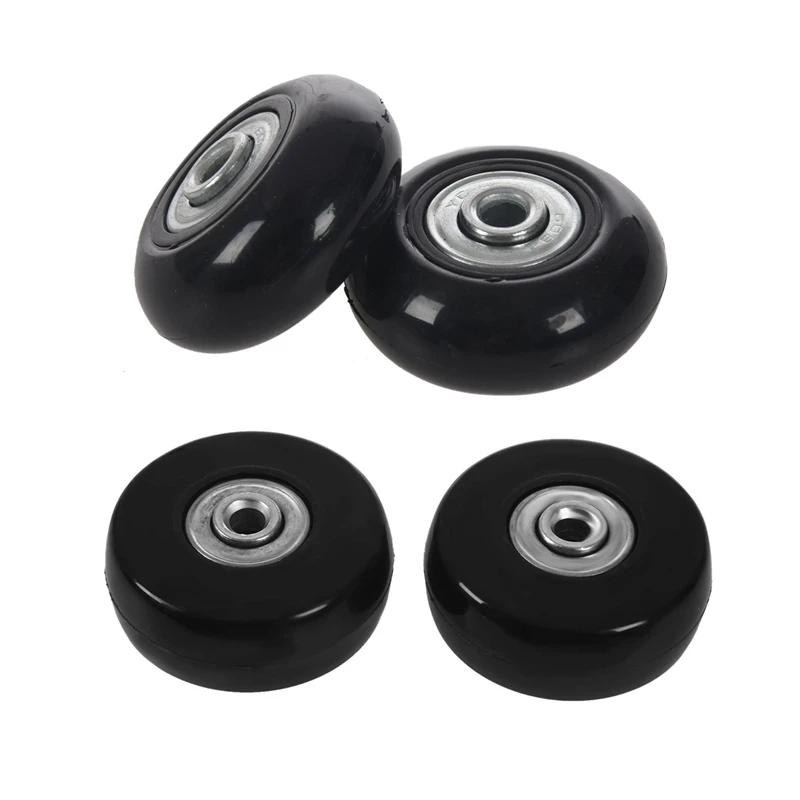 4 Set Luggage Suitcase / Inline Outdoor Skate Replacement Wheels Black 45X19mm & 50X20x6.1 Mm