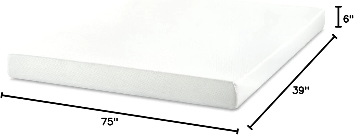 

6 Inch Green Tea Memory Foam Mattress [New Version], Twin, Fiberglass free, Medium Firm Feel, Pressure Relief, Mattress in A Box