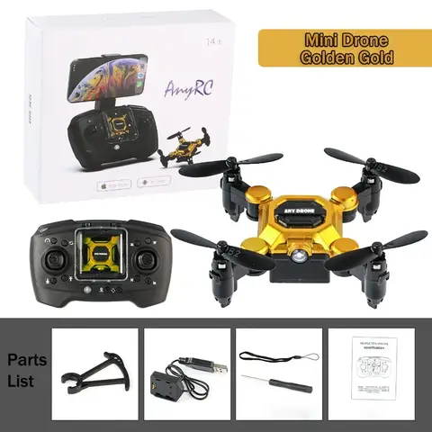 Mini drone pieghevole con fotocamera 4K, drone RC per bambini e adulti, quadricottero drone FPV con vibrazione a 360°, volo di traiettoria-Oro