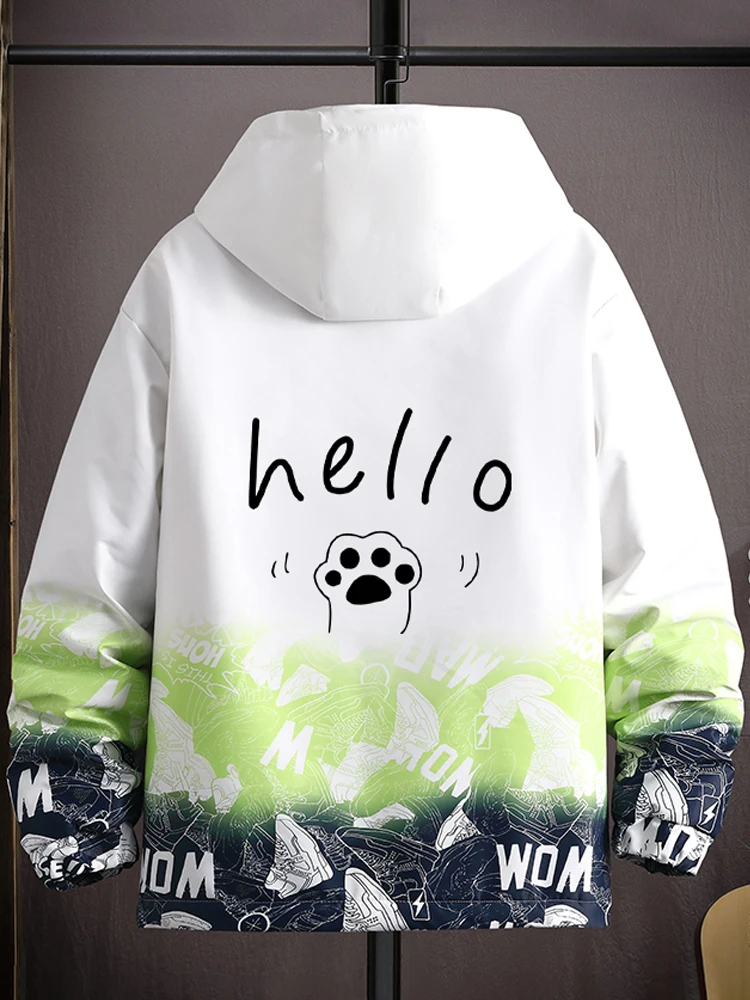 

Повседневная мужская куртка с капюшоном на молнии, весна-осень, модная, трендовая, из полиэстера, с длинными рукавами, свободного кроя